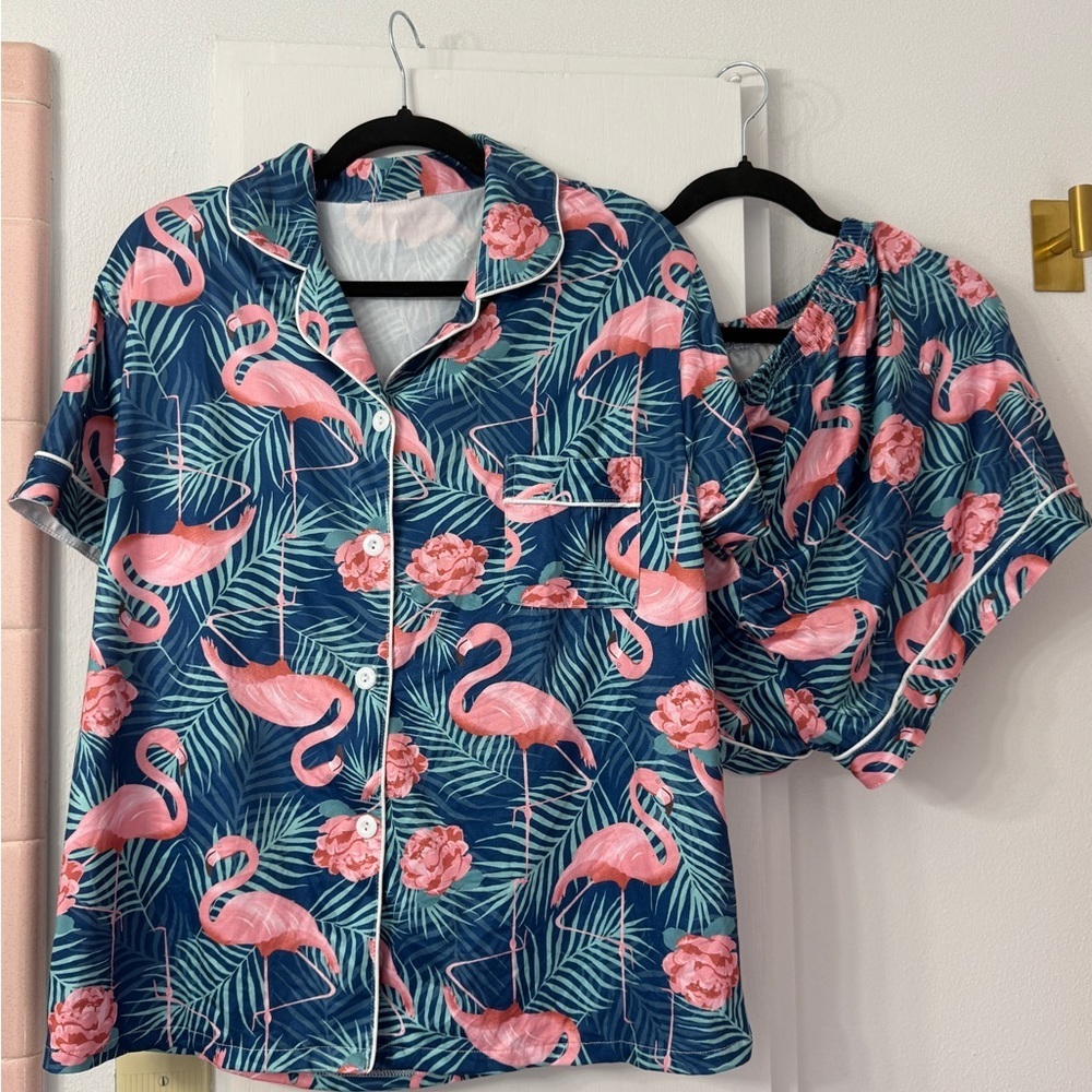 Pink Flamingo Tropical Pajama Set